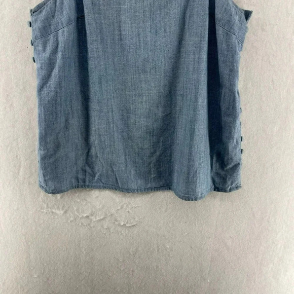 Madewell Crop Top Womens XS Light Blue Denim Square Neck Side Button Sleeveless - Picture 10 of 13